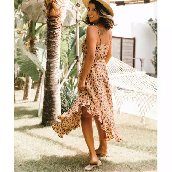 Leopard print boho button up cami midi dress - Picture 4 of 7